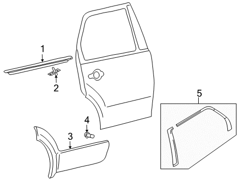 2008 Ford Taurus X Exterior Trim - Rear Door Belt Weatherstrip Retainer Diagram for 5F9Z-74254A10-AA