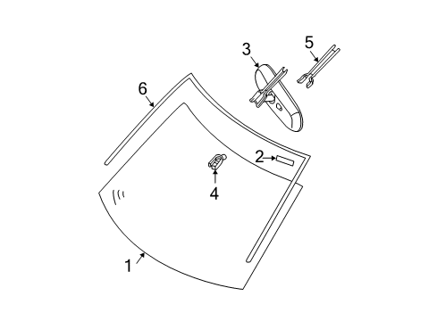 2007 Nissan Titan Windshield Glass, Reveal Moldings Windshield Glass Diagram for 72700-7S00A