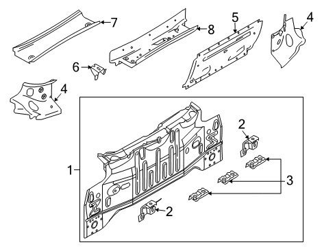 2017 Nissan 370Z Rear Body Bracket - Rear Bumper FASCIA Diagram for 85045-JL00A