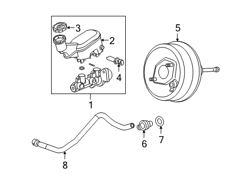 2008 Pontiac G5 Hydraulic System Hose-Power Brake Booster Vacuum Diagram for 15935028