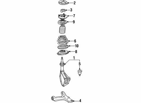 1996 Pontiac Grand Prix Front Suspension Components, Lower Control Arm, Stabilizer Bar Front Spring Diagram for 14100177