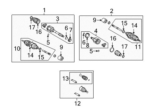 2006 Toyota Highlander Drive Axles - Front Axle Assembly Diagram for 43410-48061