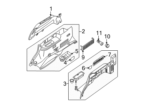 2009 Nissan Pathfinder Interior Trim - Quarter Panels Cup Holder Diagram for 84956-EA500