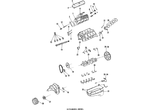 1985 Cadillac Eldorado Engine Parts, Mounts, Cylinder Head & Valves, Camshaft & Timing, Oil Pan, Oil Pump, Crankshaft & Bearings, Pistons, Rings & Bearings Injector Diagram for 1607247