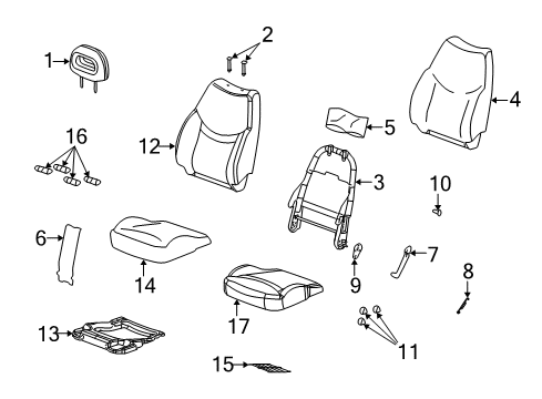 2005 Saturn Ion Front Seat Components Pad, Passenger Seat Cushion Diagram for 10356282