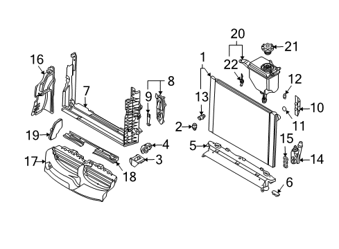 2005 BMW 525i Radiator & Components Aluminum Engine Cooling Radiator Assembly Diagram for 17117519209