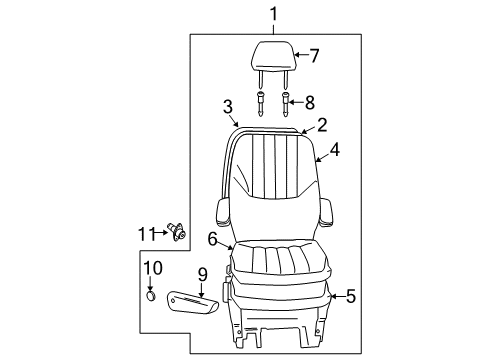 2005 Dodge Grand Caravan Rear Seat Components Cushion Cover And Pad Diagram for 1AM591J1AA