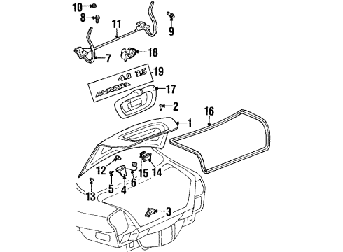 2002 Oldsmobile Aurora Trunk Weatherstrip Asm-Rear Compartment Lid Diagram for 25723798