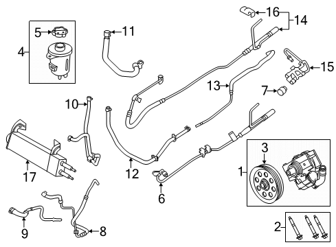 2019 Ford F-350 Super Duty P/S Pump & Hoses, Steering Gear & Linkage Pressure Hose Diagram for JC3Z-3A719-E