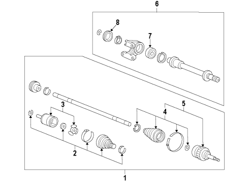 2013 Acura ILX Front Axle Shafts & Joints, Drive Axles Joint, Inboard Diagram for 44310-TR0-300