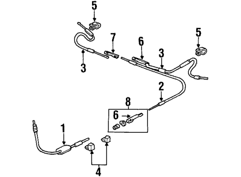 2001 Oldsmobile Aurora Parking Brake Cable Asm-Parking Brake Rear Diagram for 25712419