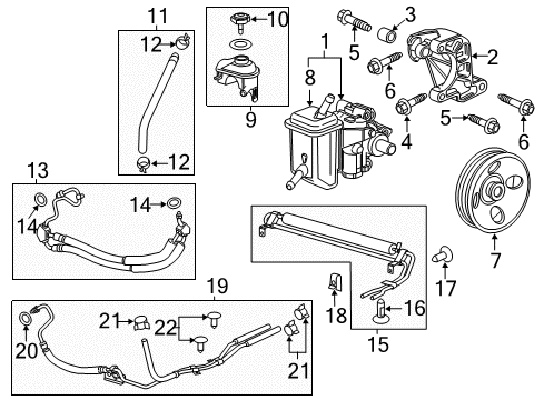 2016 Chevrolet Impala Limited P/S Pump & Hoses Pulley Diagram for 12625446