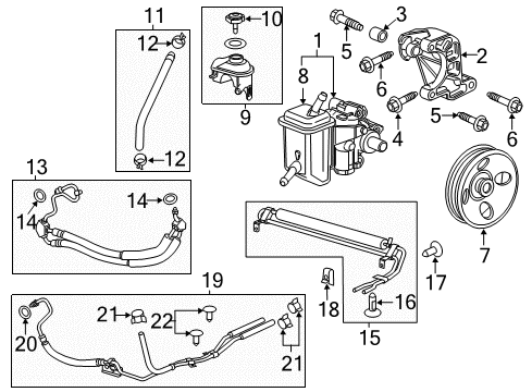 2016 Chevrolet Impala Limited P/S Pump & Hoses Lower Reservoir Diagram for 19258112