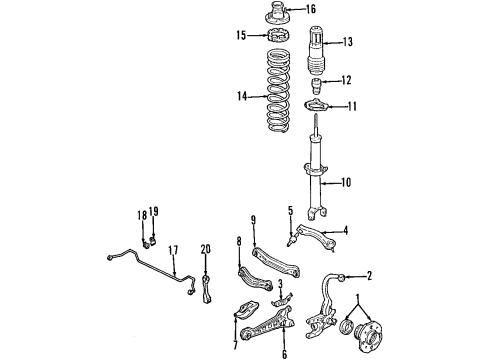 1998 Acura CL Rear Suspension Components, Lower Control Arm, Upper Control Arm, Stabilizer Bar Spring, Rear Stabilizer (16Mm) Diagram for 52300-SV4-912