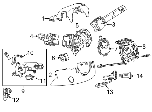 2014 Chevrolet Impala Ignition Lock Upper Column Cover Diagram for 23102495