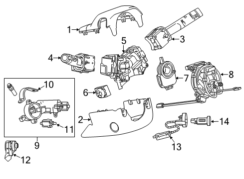 2014 Chevrolet Impala Ignition Lock Power Switch Diagram for 22818054