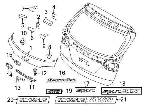2017 Hyundai Santa Fe Sport Exterior Trim - Lift Gate Ultimate Emblem Diagram for 86315-4Z000