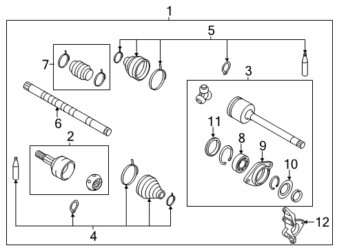 2014 Nissan Murano Drive Axles - Front Shaft Assy-Front Drive, LH Diagram for 39101-1AA0C