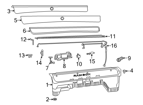 2020 Ram 3500 Storage Compartment Handle-Inside Release Diagram for 68067517AA