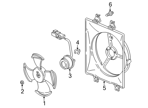 2003 Honda Odyssey A/C Condenser Fan Shroud, Air Conditioner Diagram for 38615-P8F-A00