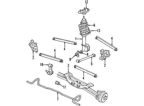 1997 Oldsmobile Cutlass Supreme Rear Brakes Bracket-Rear Stabilizer Shaft *Black Diagram for 10281528