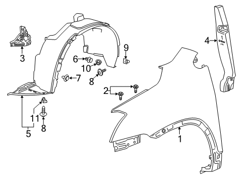 2015 Chevrolet Trax Fender & Components Fender Bracket Diagram for 95244757