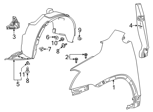 2015 Chevrolet Trax Fender & Components Fender Liner Diagram for 95142651