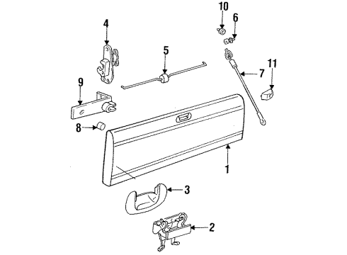 1995 Dodge Ram 2500 Tail Gate Protector-Tail Gate Handle Diagram for 55074751