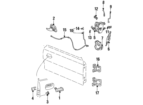1995 Ford Mustang Lock & Hardware Control Rod Diagram for F7ZZ6321851AA