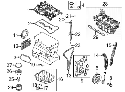 2020 Kia Sportage Engine Parts, Mounts, Cylinder Head & Valves, Camshaft & Timing, Variable Valve Timing, Oil Cooler, Oil Pan, Oil Pump, Balance Shafts, Crankshaft & Bearings, Pistons, Rings & Bearings Oil Level Gauge Guide Diagram for 26612-2GGA0