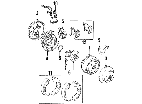 1997 Toyota Celica Brake Components Hub & Bearing Diagram for 42410-20150