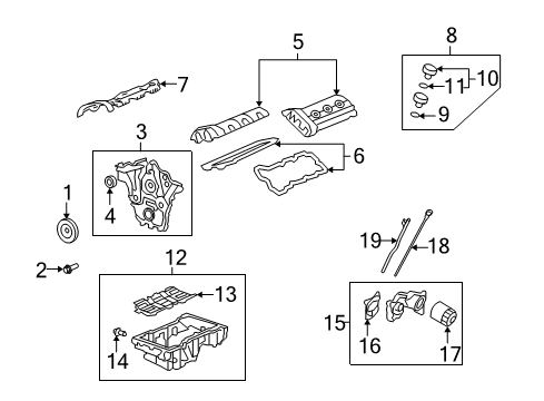 2012 Chevrolet Malibu Engine Parts, Mounts, Cylinder Head & Valves, Camshaft & Timing, Oil Pan, Oil Pump, Crankshaft & Bearings, Pistons, Rings & Bearings, Variable Valve Timing Dipstick Diagram for 12642793