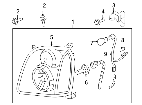 2007 GMC Yukon Headlamps Headlamp Assembly Diagram for 20969897