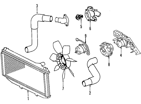 1993 Lexus LS400 Cooling System, Radiator, Water Pump, Cooling Fan Tensioner Assy, V-Ribbed Belt Diagram for 16620-0W035