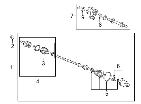 2012 Honda Civic Drive Axles - Front Driveshaft Assembly, Passenger Side Diagram for 44305-TR0-J90