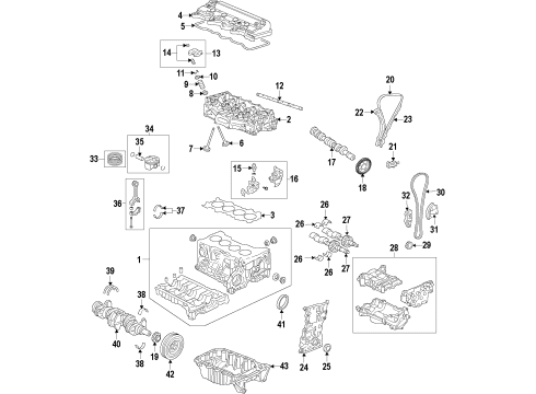 2014 Acura ILX Engine Parts, Mounts, Cylinder Head & Valves, Camshaft & Timing, Variable Valve Timing, Oil Pan, Oil Pump, Balance Shafts, Crankshaft & Bearings, Pistons, Rings & Bearings Pump Assembly, Oil Diagram for 15100-R1P-U01