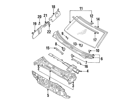 1993 Mitsubishi Mirage Cowl Glass-Windshield Diagram for MB292508