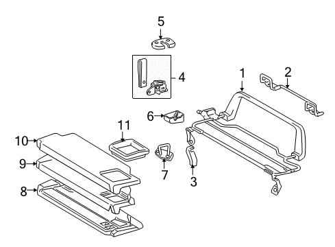 2006 Toyota Tacoma Rear Seat Components Lock Lock Cover Diagram for 72665-04010-B0