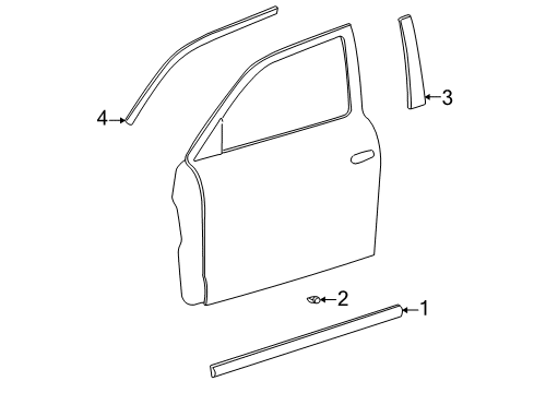 2002 Hyundai Accent Exterior Trim - Front Door Moulding Assembly-Front Door Waist Line, RH Diagram for 87722-25000-CA