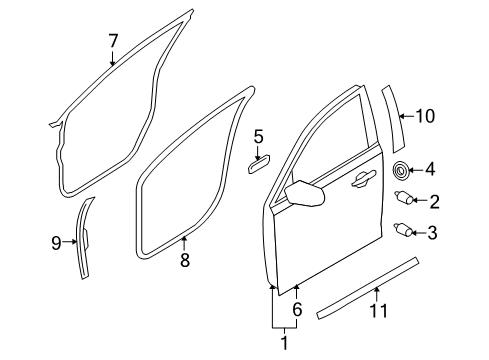2011 Lincoln MKS Front Door Weatherstrip On Body Diagram for 8A5Z-5420708-A