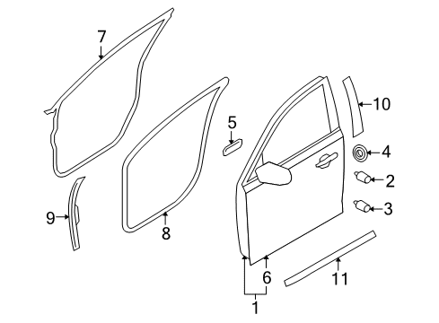2011 Lincoln MKS Front Door Door Weatherstrip Diagram for 8A5Z-5420531-A