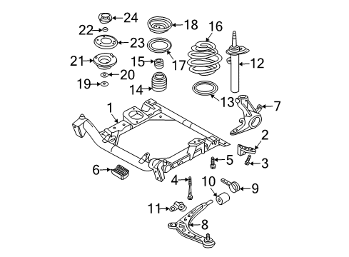 2004 BMW 325i Front Suspension Components, Lower Control Arm, Ride Control, Stabilizer Bar Right Carrier Diagram for 31216759312