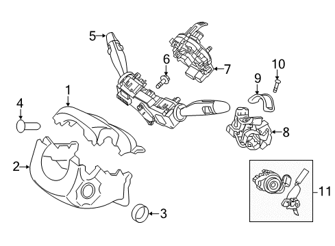 2018 Hyundai Elantra Switches Steering Column Lower Shroud Diagram for 84855-F3000-TRY