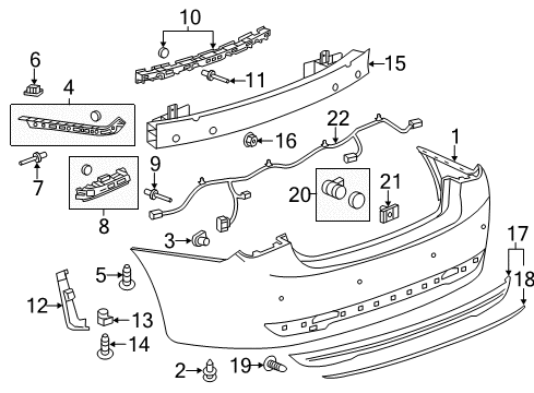 2016 Chevrolet Cruze Rear Bumper Impact Bar Diagram for 13423587