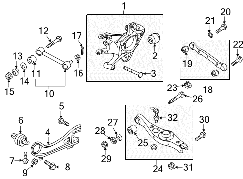 2013 Hyundai Santa Fe Sport Rear Suspension Components, Lower Control Arm, Upper Control Arm, Stabilizer Bar Arm & Bush Assembly-Suspension Diagram for 551004Z000