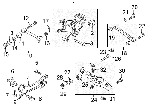 2019 Hyundai Santa Fe XL Rear Suspension Components, Lower Control Arm, Upper Control Arm, Stabilizer Bar Bolt Diagram for 552602W000