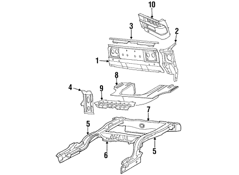 1993 Dodge Daytona Rear Body, Rear Floor & Rails Plug-Body Diagram for 2424864