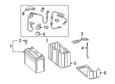 2003 Honda Civic Battery Cover, Battery Diagram for 31531-S5A-A00