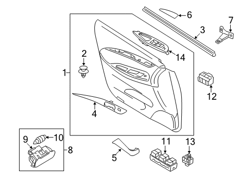 2012 Infiniti EX35 Front Door Finisher-Front Door, Upper LH Diagram for 80931-1BU0A