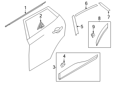 2021 Hyundai Kona Electric Exterior Trim - Rear Door GARNISH Assembly-RR Dr Side LH Diagram for 87731-J9500-CA